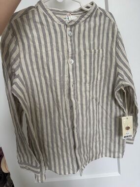 Rylee + Cru Striped Top in Cream and Gray
